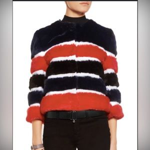 Ainea coat faux fur jacket bold stripe fully lined